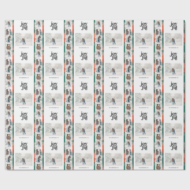 Modern red and green painted multi photo Christmas Wrapping Paper (Seam)