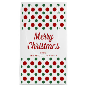 Modern Red And Green Pattern Christmas Small Gift Bag