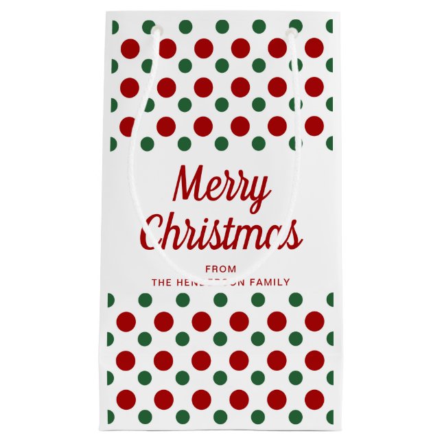 Modern Red And Green Pattern Christmas Small Gift Bag (Front)