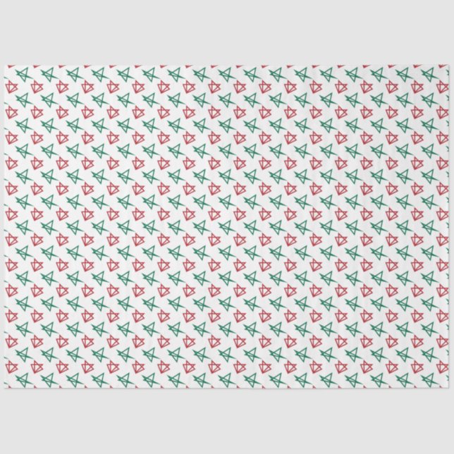 Modern Red and Green Stars Christmas Tissue Paper (Front)