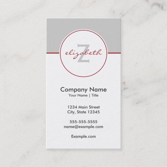 Modern Red and Grey Business Card (Front)