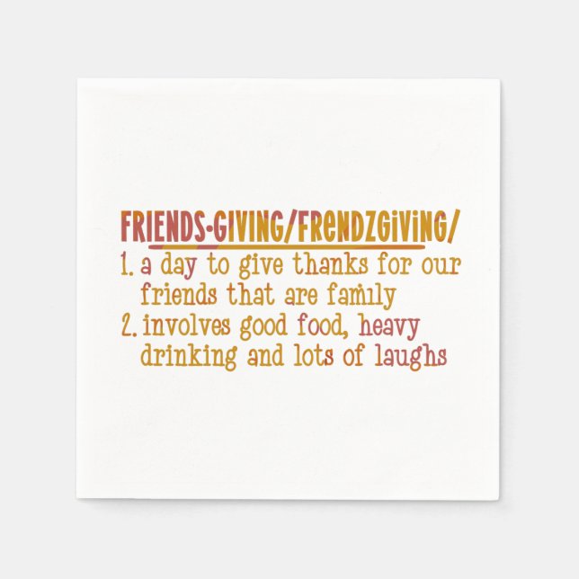 Modern Red and Orange Friendsgiving Napkin (Front)