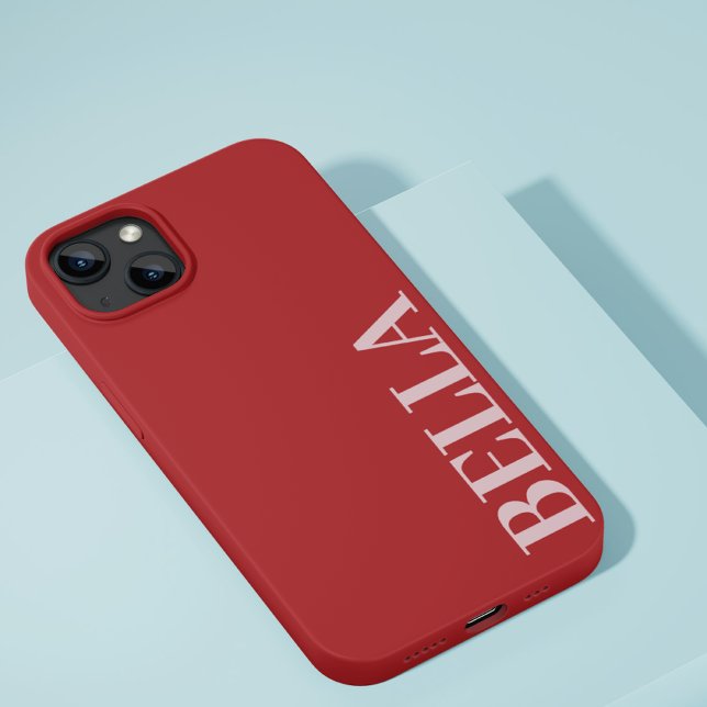 Modern red and pink initial minimal contemporary Case-Mate iPhone case (Creator Uploaded)