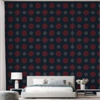 Modern Red and White Art Deco Circles Wallpaper