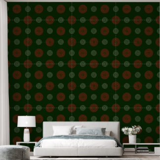 Modern Red and White Art Deco Circles Wallpaper