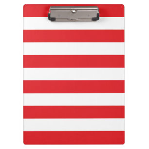 Modern Red and White Bold Stripes Pattern Clipboard
