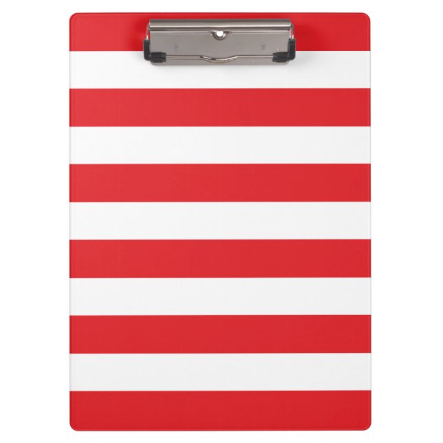 Modern Red and White Bold Stripes Pattern Clipboard (Front)