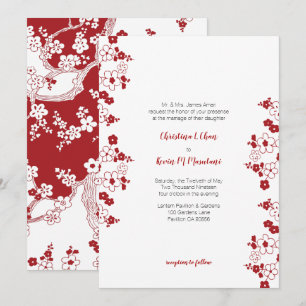 Modern Red and White Cherry Blossom Wedding Invitation