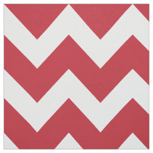 Modern Red and White Chevron Stripes Pattern Fabric