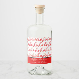 Modern Red and White Christmas Pattern  Liquor Bottle Label