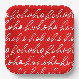Modern Red and White Christmas Pattern  Paper Plate