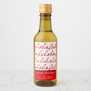 Modern Red and White Christmas Pattern  Wine Label