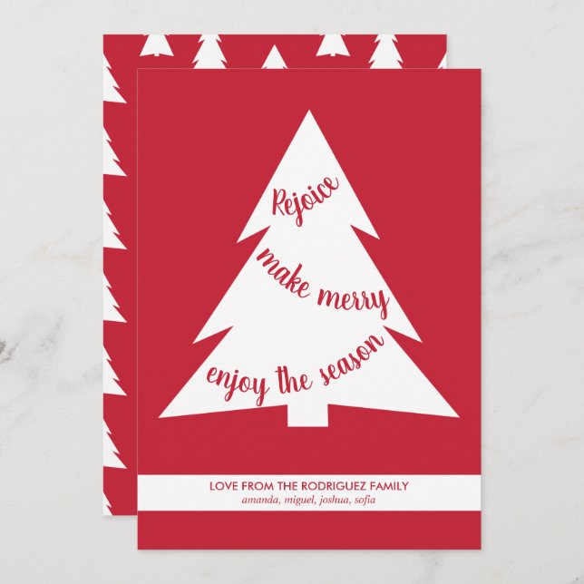 Modern Red and White Christmas Tree Holiday Script (Front/Back)