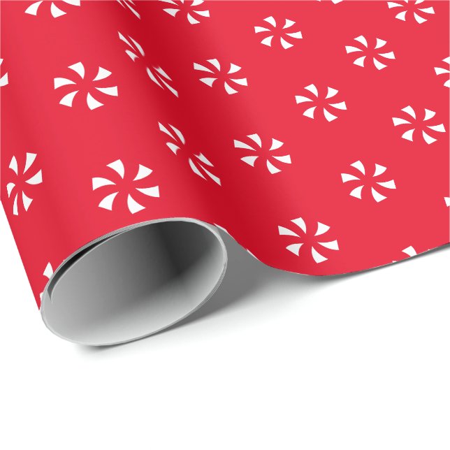 Modern red and white flowers snowflakes pattern wrapping paper (Roll Corner)