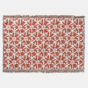 Modern Red and White Geometric Snowflake Throw Blanket