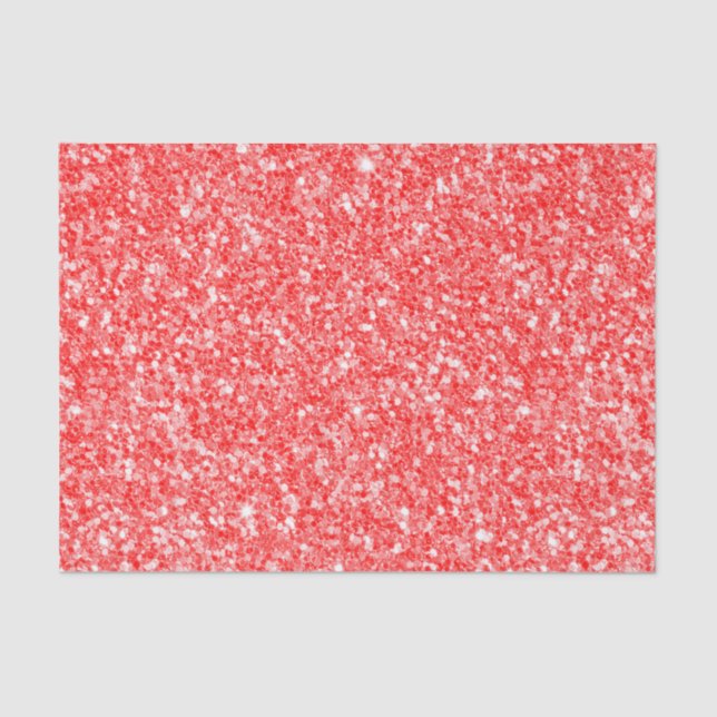 Modern Red And White Glitter Tissue Paper (Front)