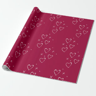 Modern Red and White Hearts Valentine's Day Kisses Wrapping Paper