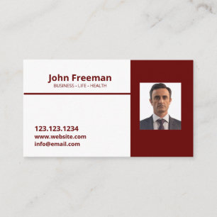 Modern Red and White Insurance Agent Business Card