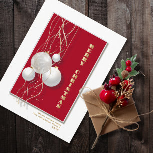 Modern Red and White Merry Christmas Postcard