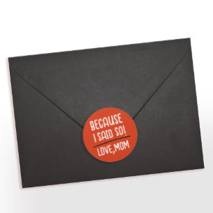 Modern Red And White Mum Funny Saying Typography Classic Round Sticker