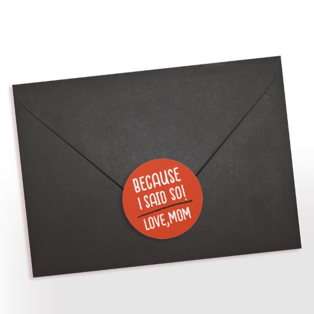 Modern Red And White Mum Funny Saying Typography Classic Round Sticker (Creator Uploaded)