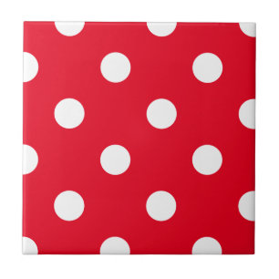 Modern red and white polka dots print custom colou tile