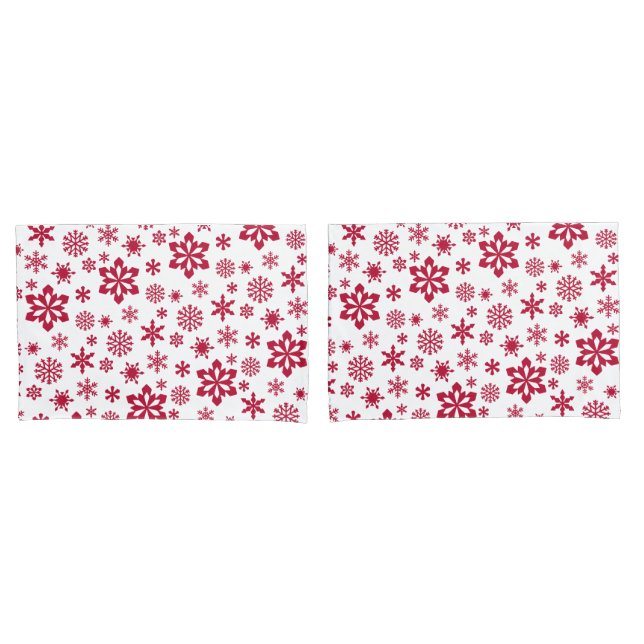 Modern red and white snowflake pattern pillowcase (Front-Set)