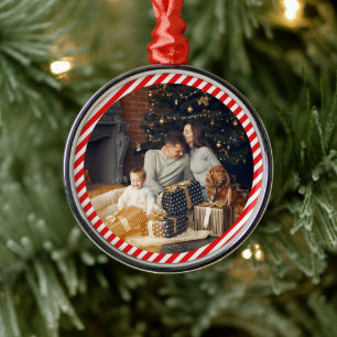 Modern Red and White striped Metal Tree Decoration