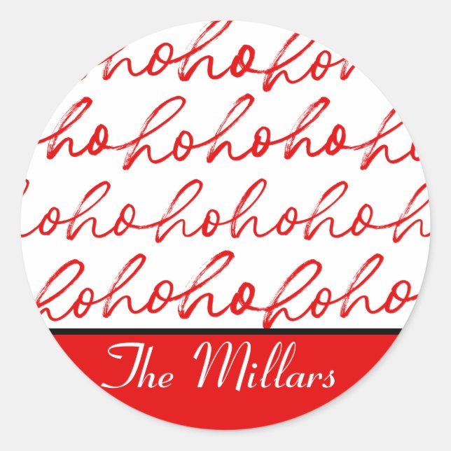 Modern Red and white Text Christmas Pattern  Classic Round Sticker (Front)
