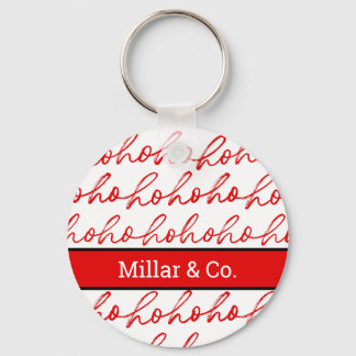 Modern Red and white Text Christmas Pattern  Key Ring