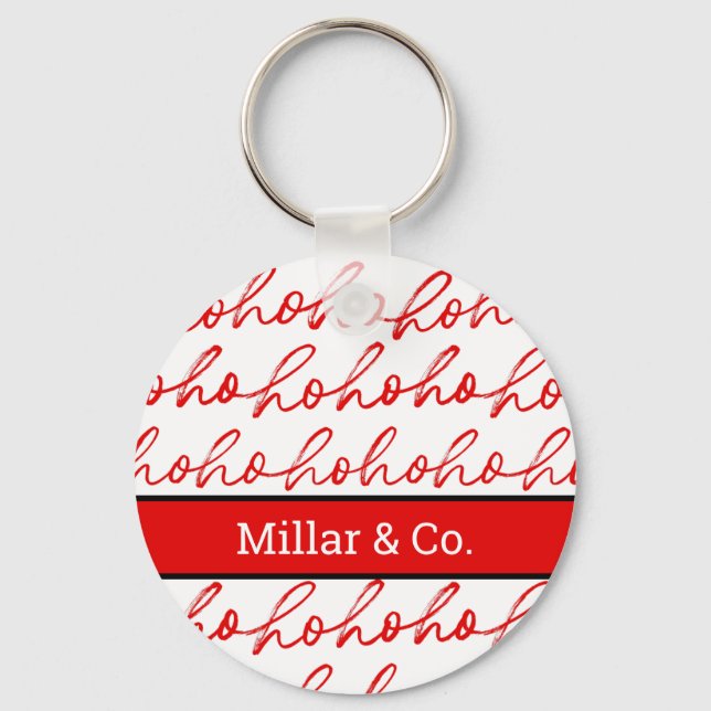 Modern Red and white Text Christmas Pattern  Key Ring (Front)