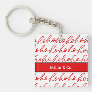 Modern Red and white Text Christmas Pattern  Key Ring