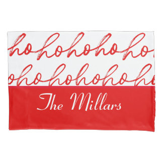 Modern Red and white Text Christmas Pattern Pillowcase