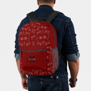 Modern Red and White Video Game Gamer Printed Backpack