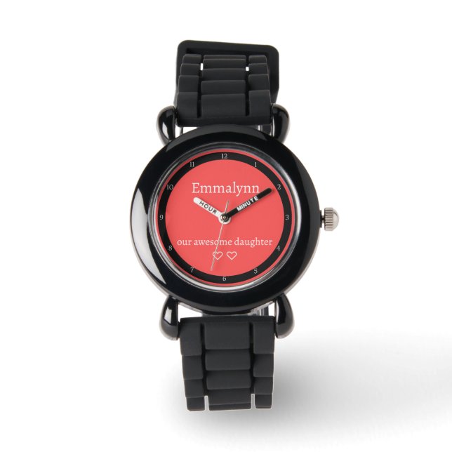 Modern Red and White with Black Circle Watch (Front)