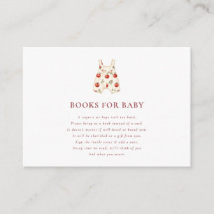 modern red Apple Books for Baby Shower Request Enclosure Card