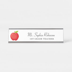 Modern Red Apple Custom Teacher Desk Name Plate