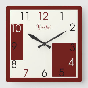 Modern red Art Square Wall Clock