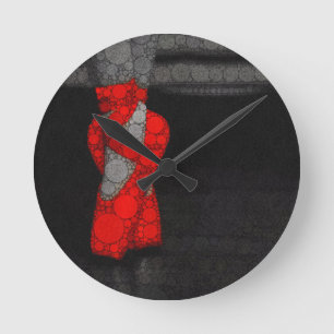 Modern Red Ballet Shoes Round Clock