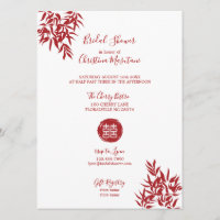 Modern Red Bamboo Double Happiness Bridal Shower