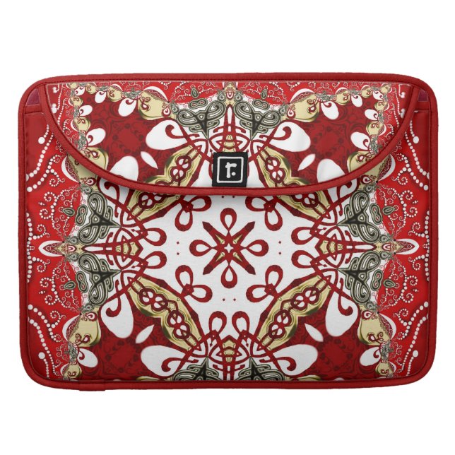 Modern Red Batik Art Rickshaw Flap Sleeve For MacBook Pro (Front Closed)