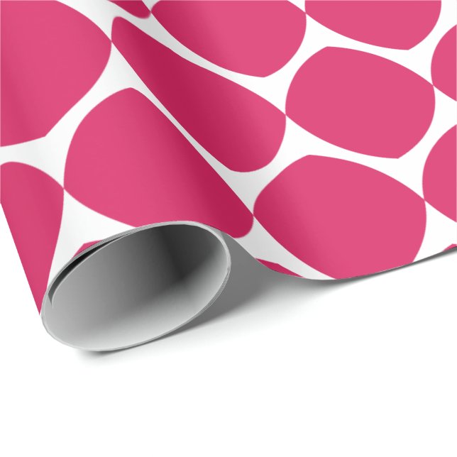 Modern Red Baubles | Geometric Holiday Pattern Wrapping Paper (Roll Corner)