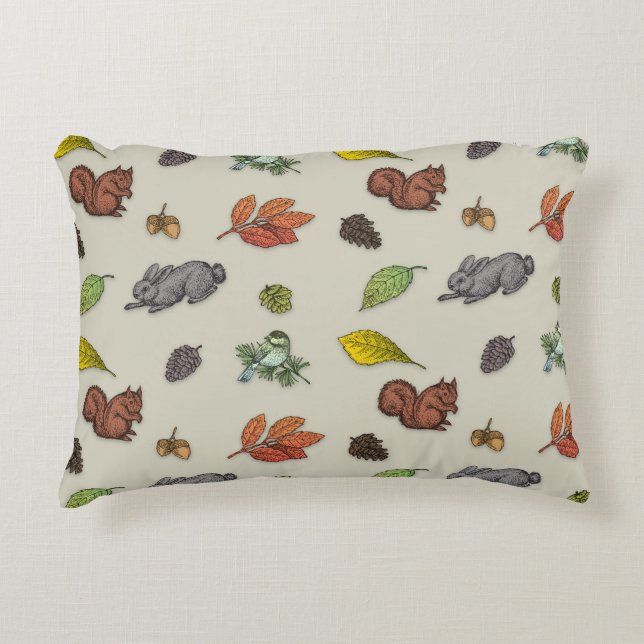 modern red berry Christmas bird red grey wrapping  Decorative Cushion (Front)