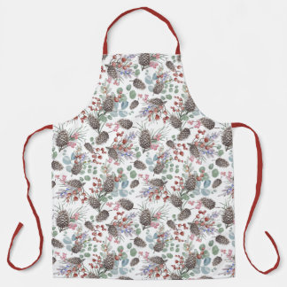 Modern Red Berry Watercolor Christmas Apron