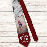 Modern Red Best Dad Ever Father`s Day 2 Photos Tie<br><div class="desc">Modern Red Best Dad Ever Father`s Day 2 Photos neck tie. White typography on dark red background with 2 photos - add your photos. You can change any text on the tie. A perfect gift for a dad,  new dad or grandfather on Father`s Day.</div>