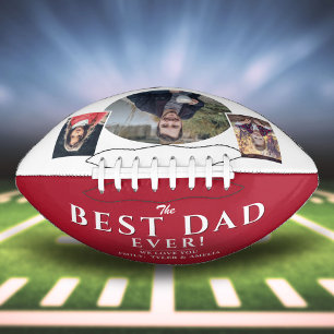 Modern Red Best Dad Father 3 Photo Collage  American Football