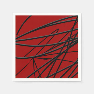 Modern Red Black Abstract Napkin