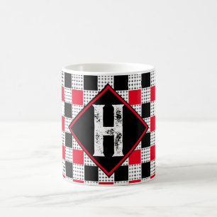 modern red & black buffalo plaid Chequered Custom Coffee Mug