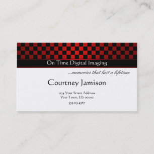 Modern Red Black Checkers Pattern Business Card