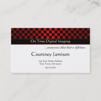Modern Red Black Checkers Pattern Business Card
